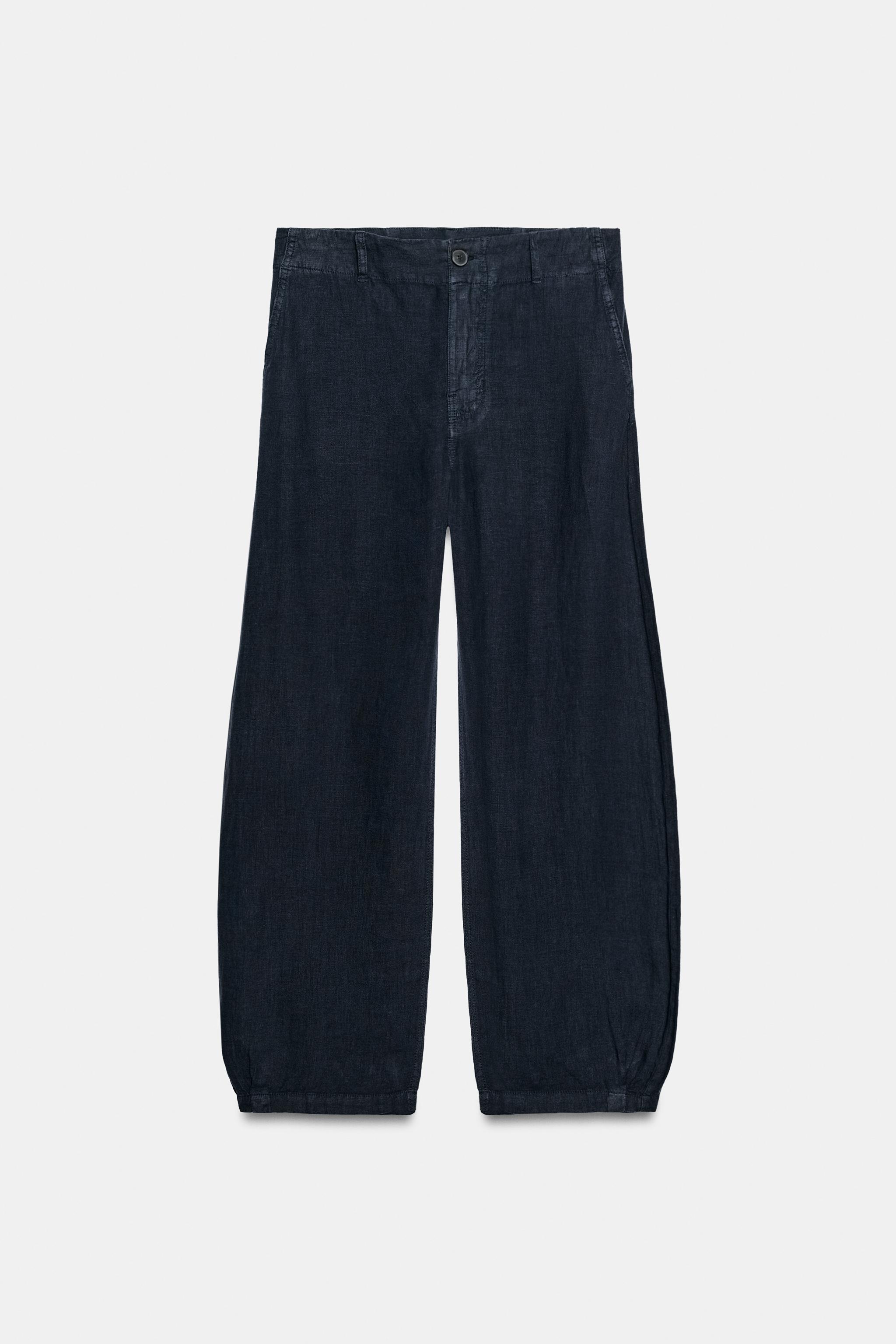 100% LINEN BARREL TROUSERS ZW COLLECTION